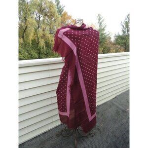1970’s VALENTINO COUTURE Scarf Wrap Cashmere Silk Maroon Pink Polka Dots Italy